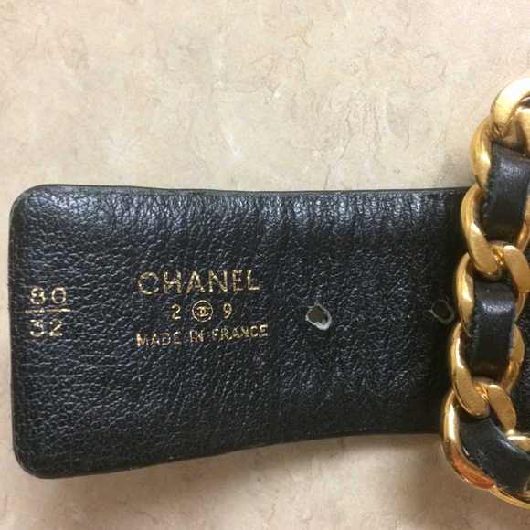 Chanel Vintage Black Leather Gold Chain Link Belt - Picture 3 of 3